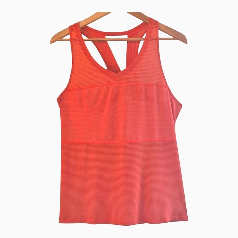 Lululemon Pedal To The Medal Singlet Tank Orange size 10 Heathered Alarming